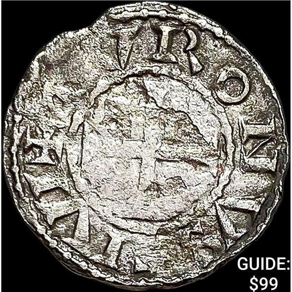 1150-1200 AD France Abbey of St.Martin Silver Denier NEARLY UNCIRCULATED