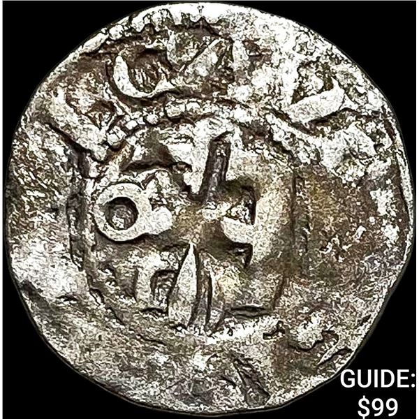 1100s France Crusades Anjou Silver Denier NEARLY UNCIRCULATED