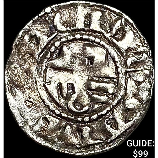 1100s France Crusades Anjou Silver Denier NEARLY UNCIRCULATED