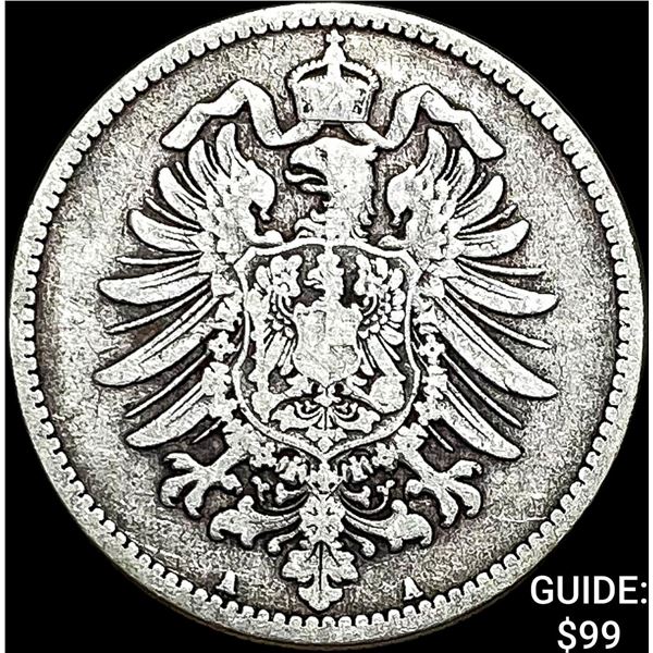 1875-A Germany Silver 1 Reichsmark NEARLY UNCIRCULATED