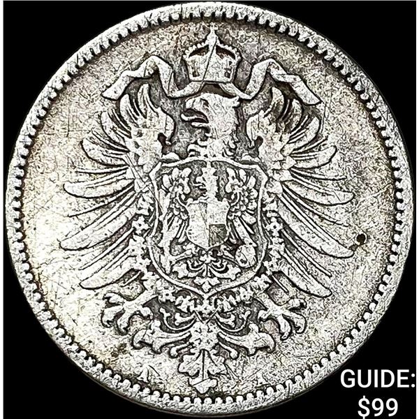 1875-A Germnay Silver 1 Reichsmark NEARLY UNCIRCULATED