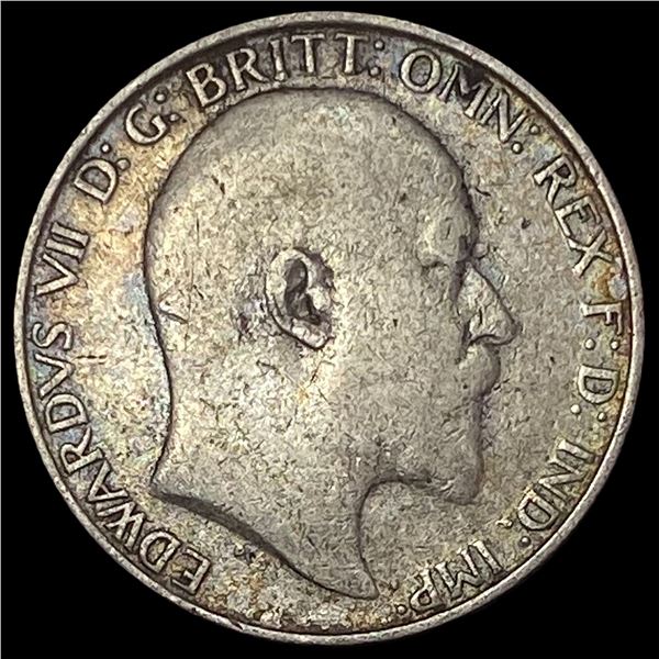 1902-1910 Great Britain Silver 1 Florin-Edward VII NEARLY UNCIRCULATED