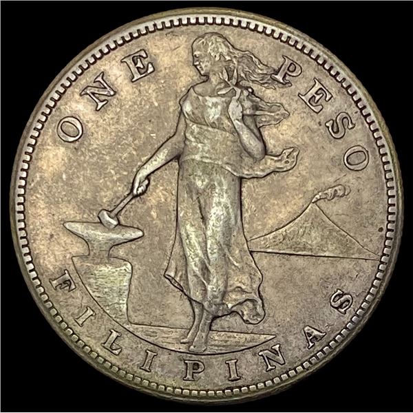 1909-S U.S. Philippines Silver Peso NEARLY UNCIRCULATED