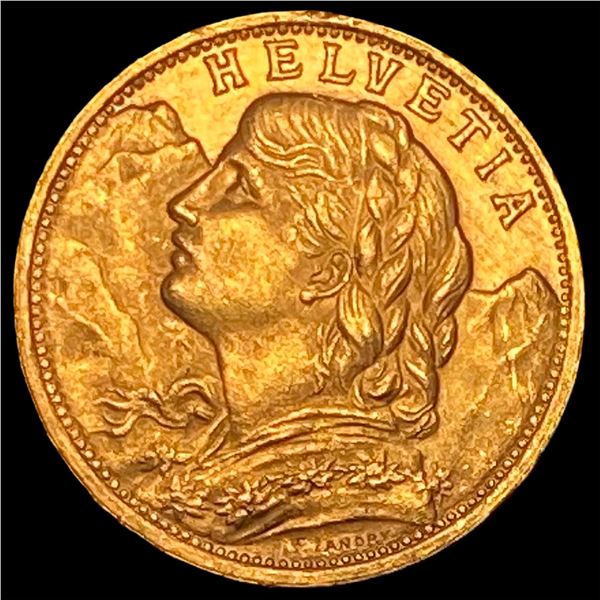1935 Switzerland .1867oz Gold 20 Francs UNCIRCULATED