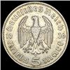 Image 2 : 1936-J Germany Silver 5 Reichsmark CLOSELY UNCIRCULATED