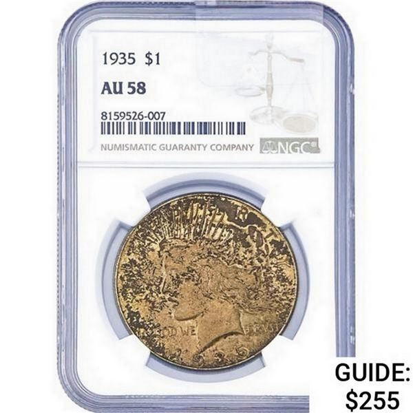 1935 Silver Peace Dollar NGC AU58