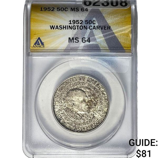1952 Washington Carver Half Dollar ANACS MS64