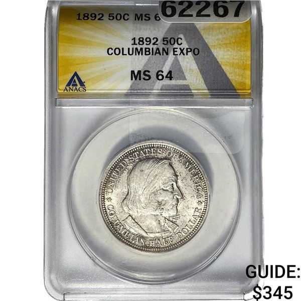 1892 Columbian Expo Half Dollar ANACS MS64