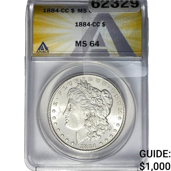 1884-CC Morgan Silver Dollar ANACS MS64