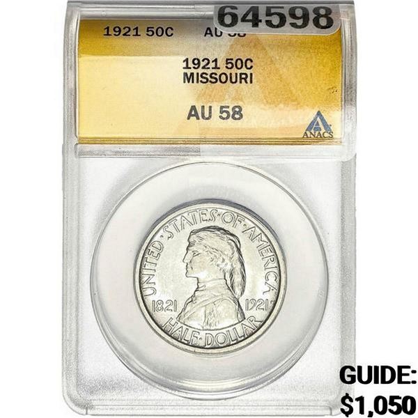 1921 Missouri Half Dollar ANACS AU58