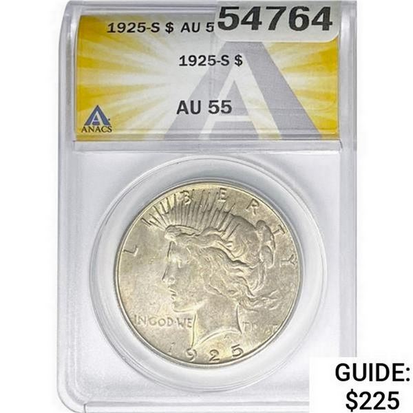 1925-S Silver Peace Dollar ANACS AU55