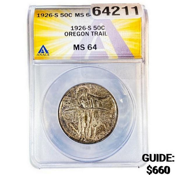 1926 Oregon Trail Half Dollar ANACS MS64