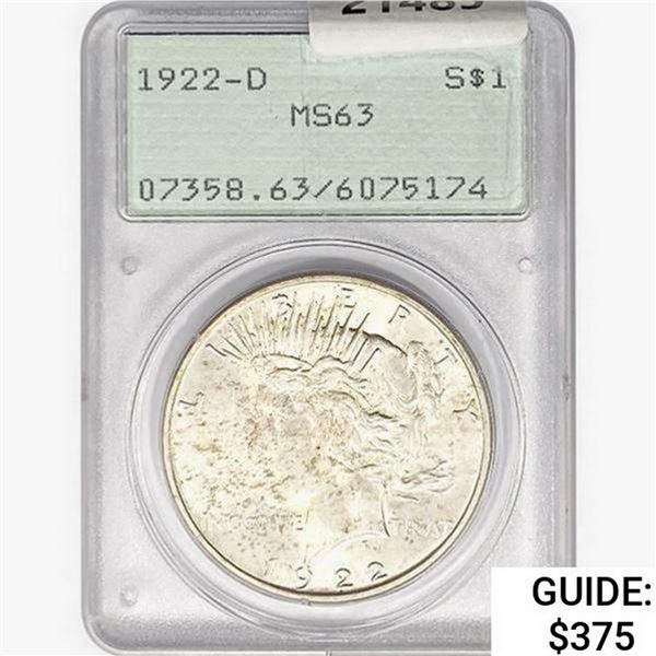 1922-D Silver Peace Dollar PCGS MS63