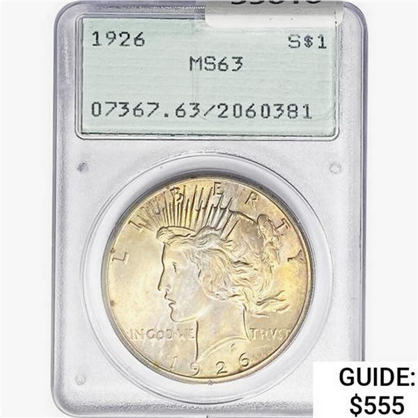 1926 Silver Peace Dollar PCGS MS63