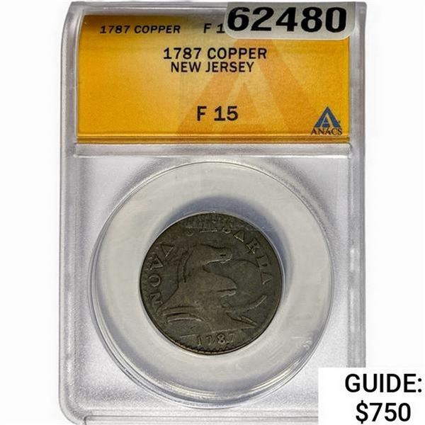 1787 Copper New Jersey ANACS F15