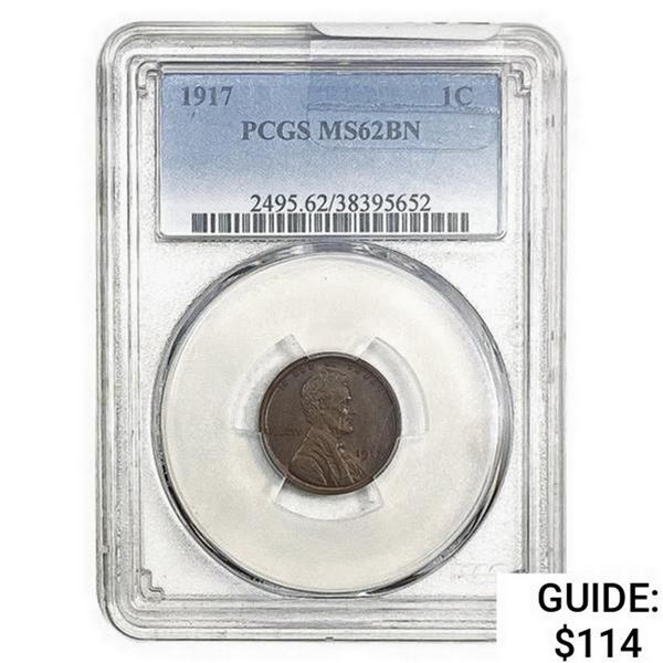 1917 Wheat Cent PCGS MS62 BN