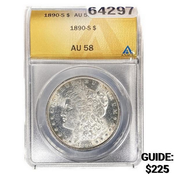 1890-S Morgan Silver Dollar ANACS AU58