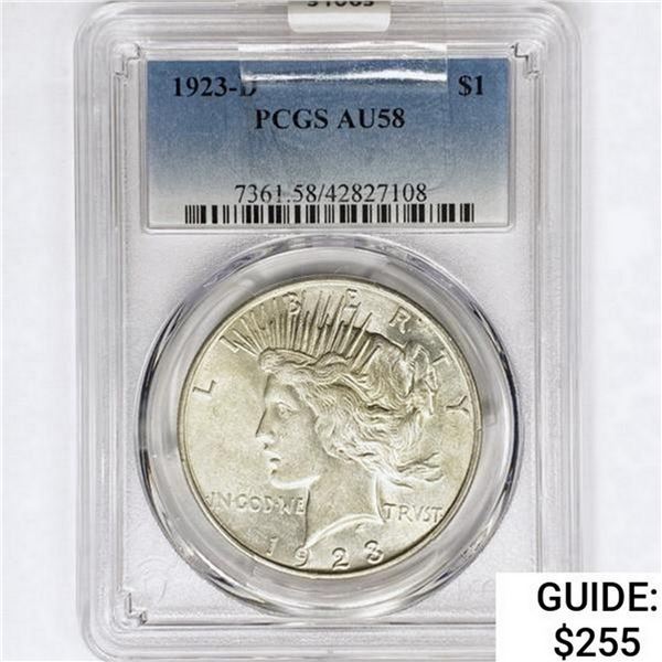 1923-D Silver Peace Dollar PCGS AU58
