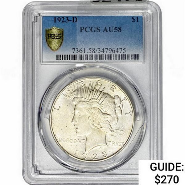 1923-D Silver Peace Dollar PCGS AU58