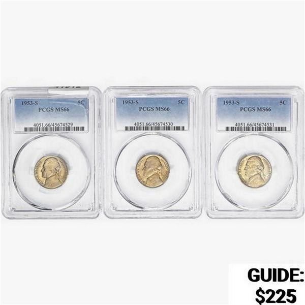 [3]1953-S Jefferson Nickel PCGS MS66