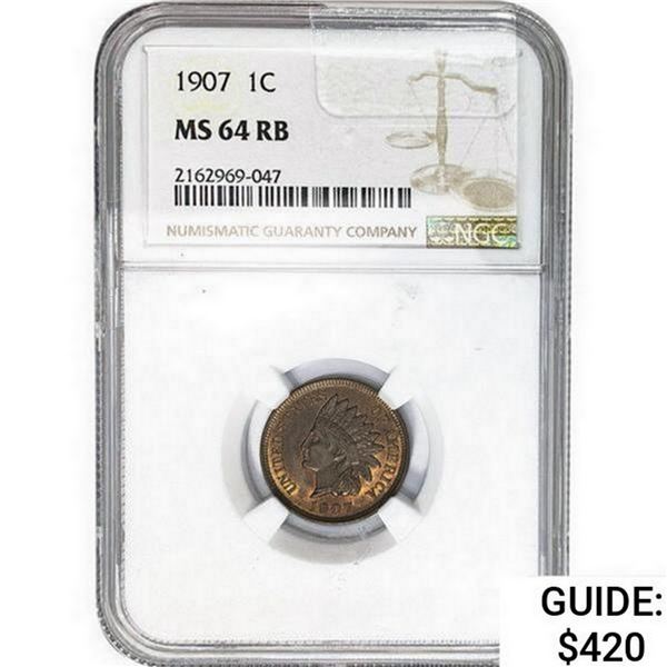 1907 Indian Head Cent NGC MS64 RB