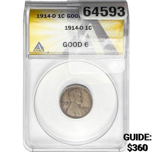 1914-D Wheat Cent ANACS G6