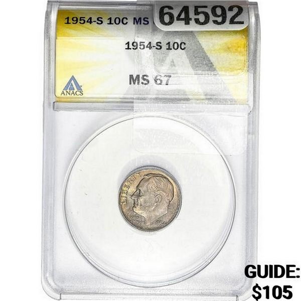 1954-S Roosevelt Dime ANACS MS67