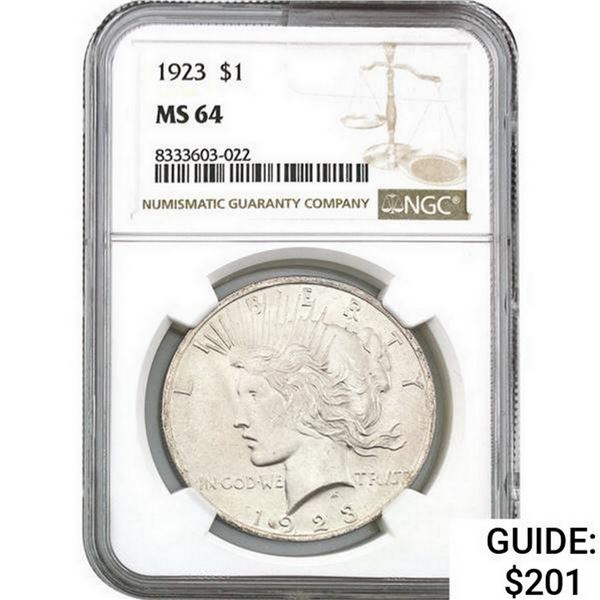 1923 Silver Peace Dollar NGC MS64