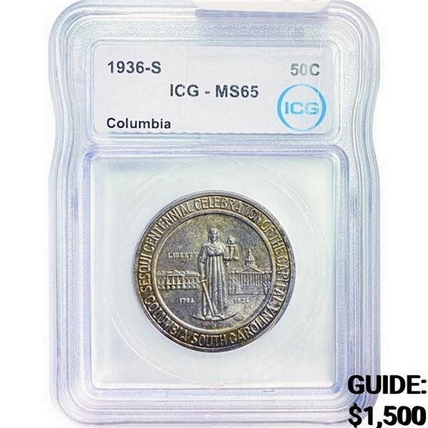 1936-S Columbia Half Dollar ICH MS65