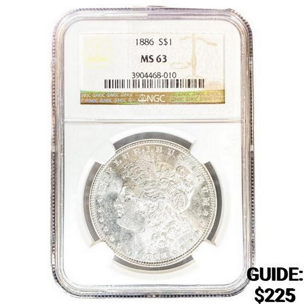 1886 Morgan Silver Dollar NGC MS63