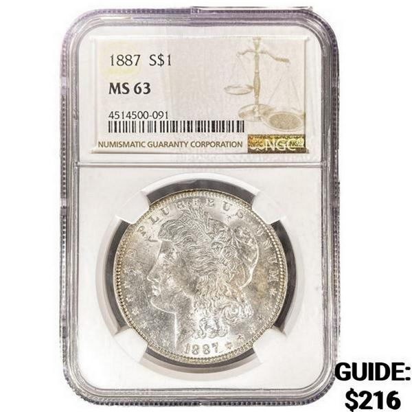 1887 Morgan Silver Dollar NGC MS63