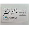 Image 1 : Former United States Secretary of the Treasury Henry Paulson signed business card
