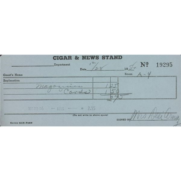 Mrs Desi Arnaz signed receipt