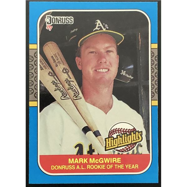 1987 DONRUSS MARK McGWIRE A.L. ROOKIE OF THE YEAR