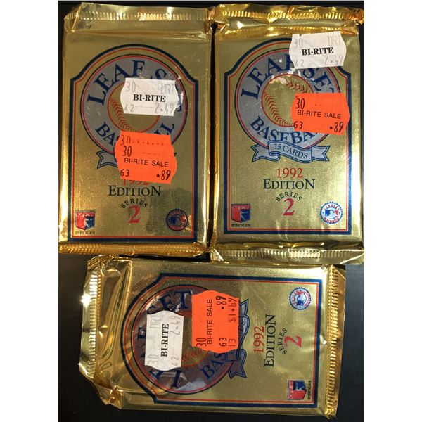 1992 LEAF BASEBALL 2nd EDITION FOIL PACKS (3)