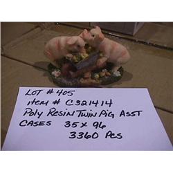 POLY RESIN TWIN PIG ASST