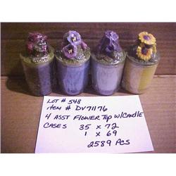 4 ASST FLOWER TOP W/ CAND