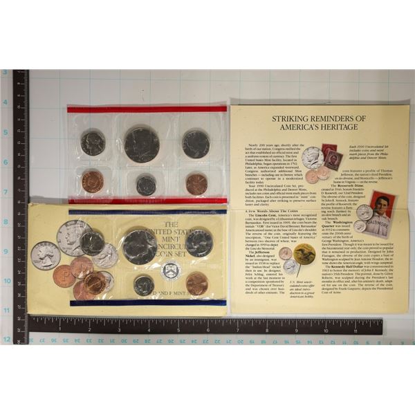 1990 US MINT SET (UNC) P/D (WITH ENVELOPE) AND