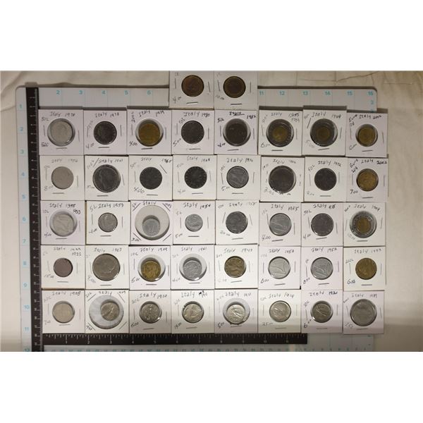 42- ITALY COINS: 1908-2002 DATE RANGE. CENTS-LIRE