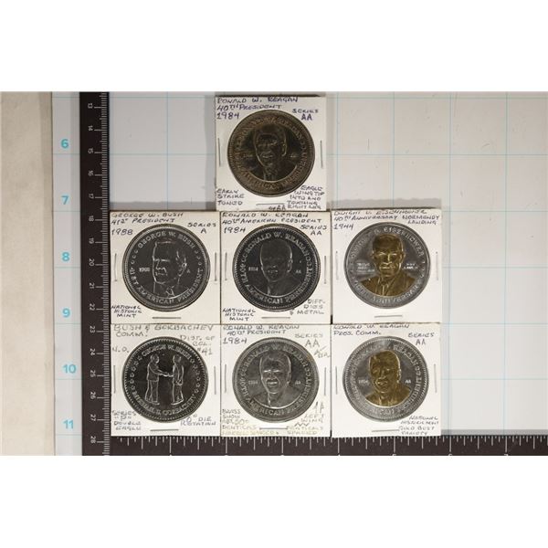 7-US DOUBLE EAGLE TOKENS: 2 HAVE GOLD GILDING