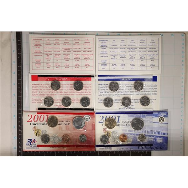 2001 US MINT SET (UNC) P/D (WITH ENVELOPES)