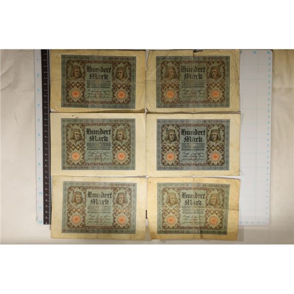 6-1920 GERMAN 100 HUNDRED MARK INFLATION BILLS