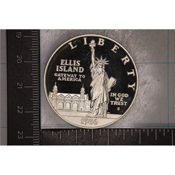 1986-S US PF STATUE OF LIBERTY CLOUDING ON REVERSE