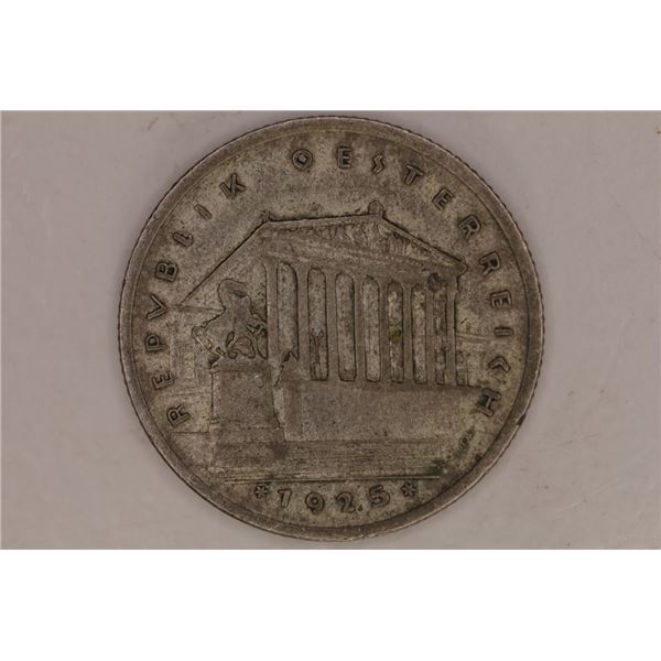1925 SILVER AUSTRIA 1 SHILLING .1235 OZ. ASW
