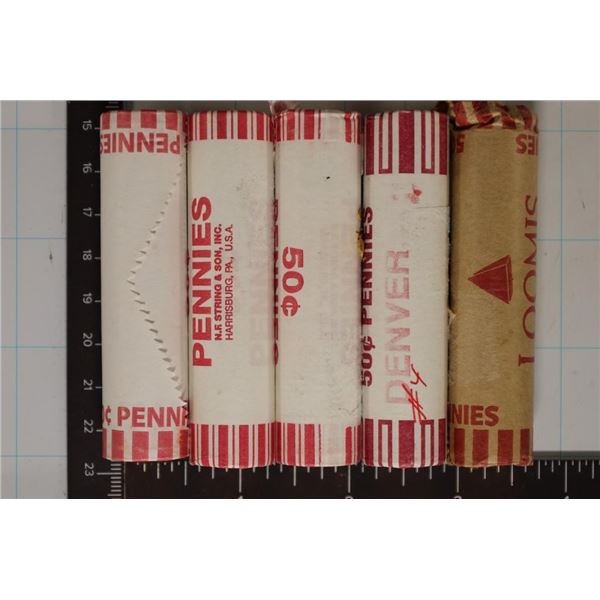 5-SOLID DATE ROLLS OF BU LINCOLN CENTS: 2000-P,