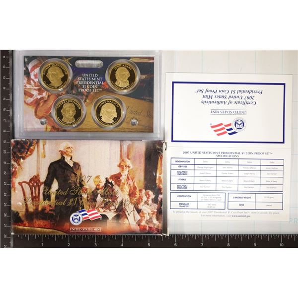 2007 US PRESIDENTIAL DOLLAR 4 COIN PF SET IN BOX