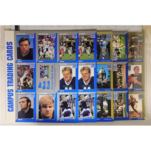 5 PAGES OF CAMPUS TRADING CARDS, CRISP UNC: PAUL