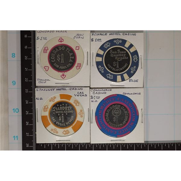 4-$1 METAL INSERT CASINO CHIPS: 2-SAN JUAN