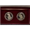 Image 2 : 1983 & 84 US 2 COIN SILVER DOLLAR SET IN BOX: