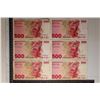 Image 2 : 6 ISRAEL 500 OLD SHEKEL BANKNOTES ISSUED